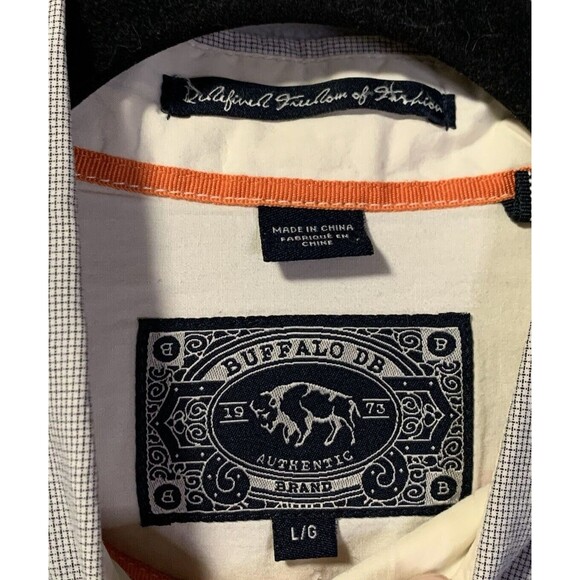 Buffalo David Bitton Shirt Mens Lg  Gray Pearl Snap Button Up Long Sleeve Check - Picture 10 of 14